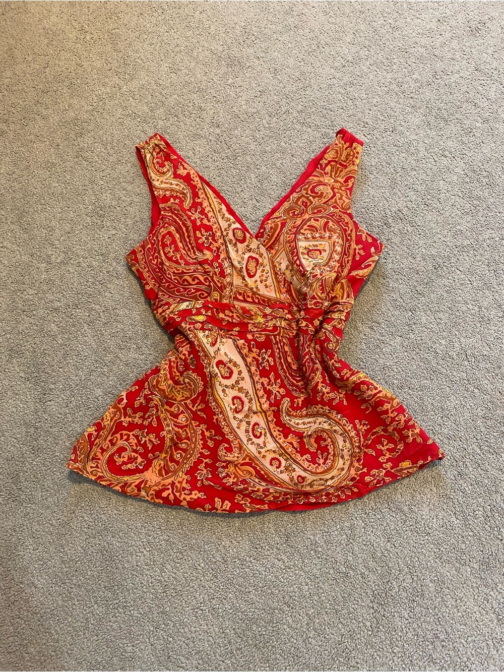 INC International Concepts Red Paisley Wrap Camisole
